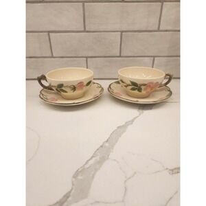 Set of 2 Vintage USA Franciscan Desert Rose Tea Coffee Cups & Saucers